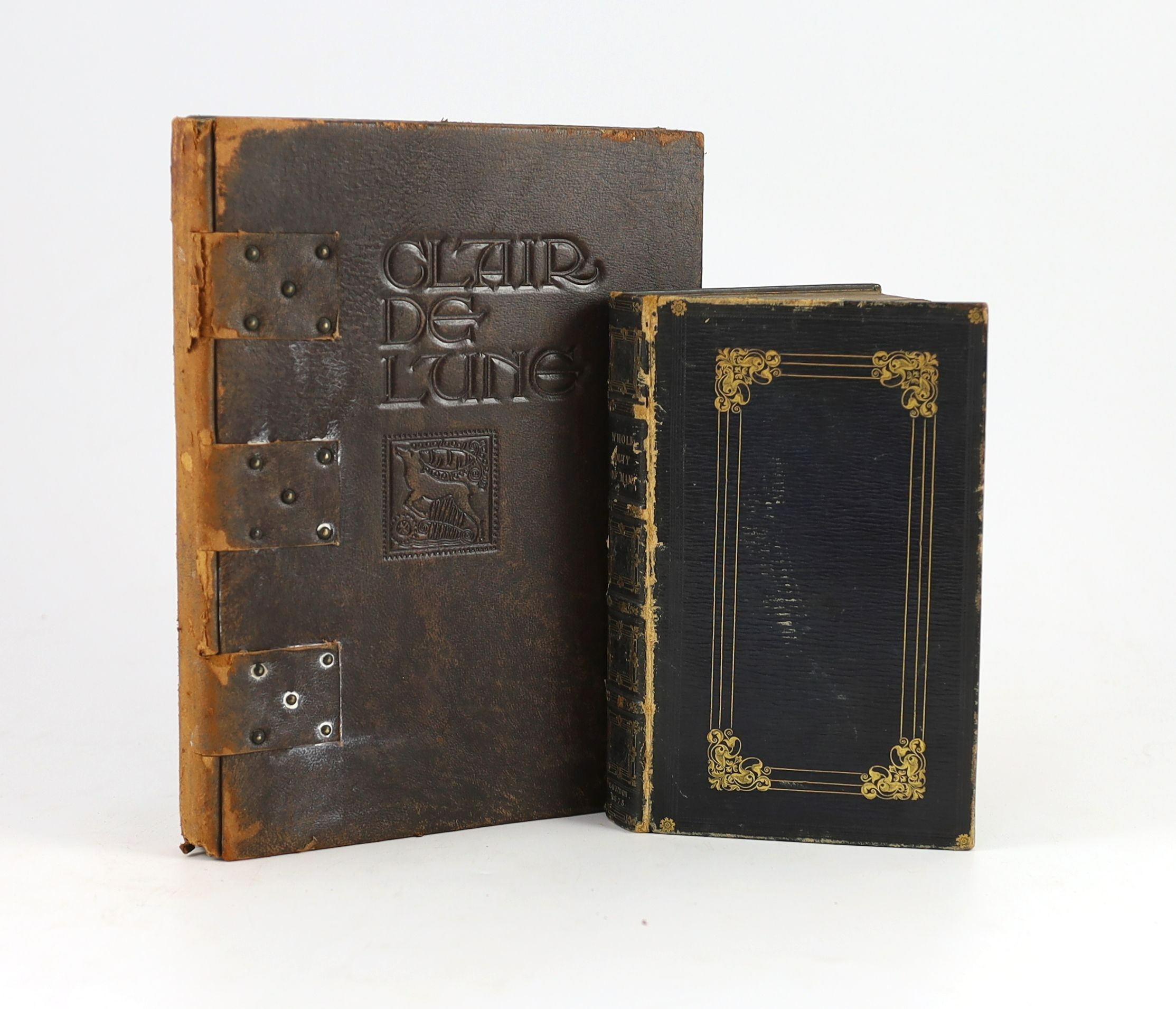 Allstree, Richard - The Whole Duty of Man, 8vo, rebound straight grained black morocco gilt, with engraved Royal Armorials frontis and title, adverts at end, R. Norton for Robert Pawlet, London, 1675 and West, Michael -